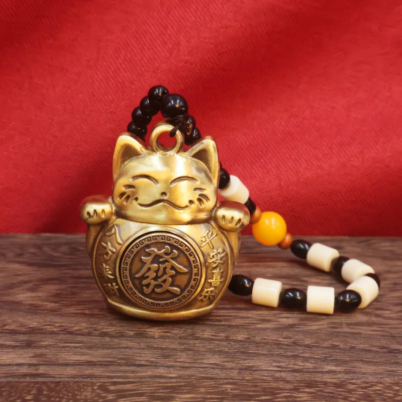 Новая латунная однотонная сумка Lucky Cat мини-играющая с руками настольное