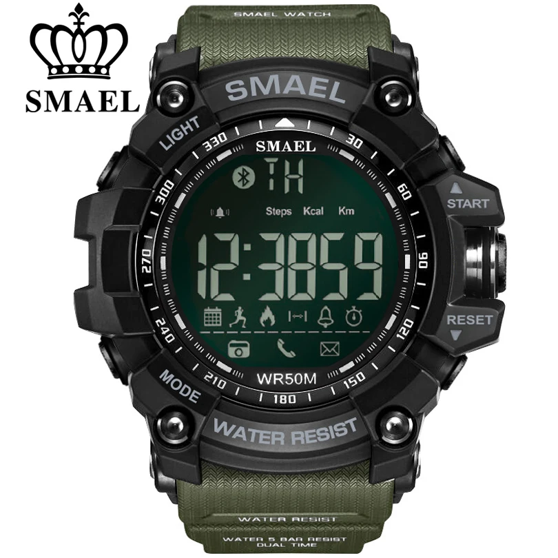 

SMAEL Mens Chronograph Watches Sport Male Clock Stop Army Military Watch Men Multifunction Waterproof LED Digital Watch for Man