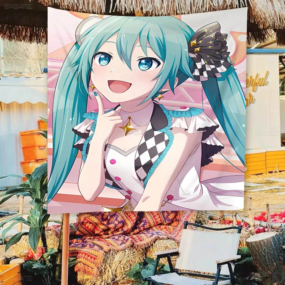 Virtual Idol H-Hatsunes M-MikU Colorful Flag Wall Hanging Bohemian Banner Mandala Indoor Art Decor