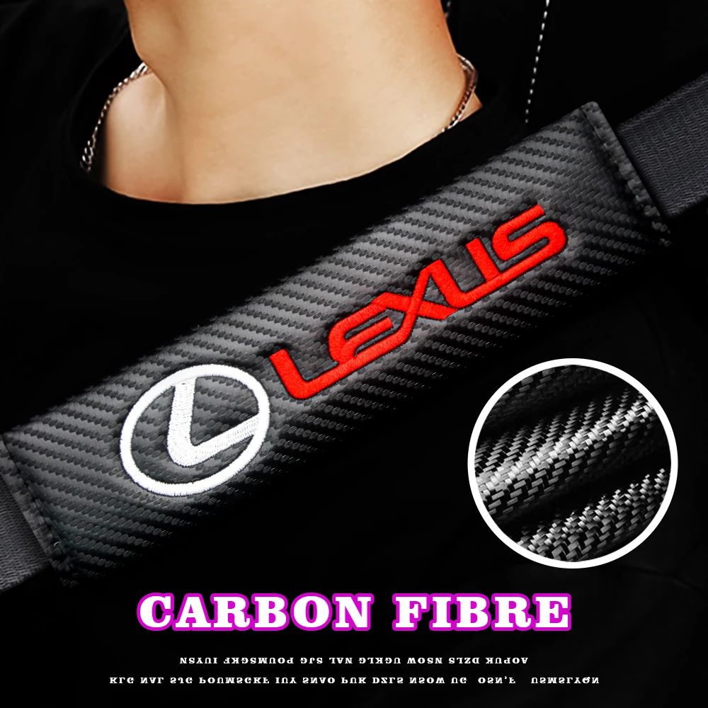 

Car Seat Belt Cover Carbon Fiber Car Safety Belt Cushion Pads Driver Shoulder Protector For LEXUS CT200h RX300 RX330 RX350 RX450