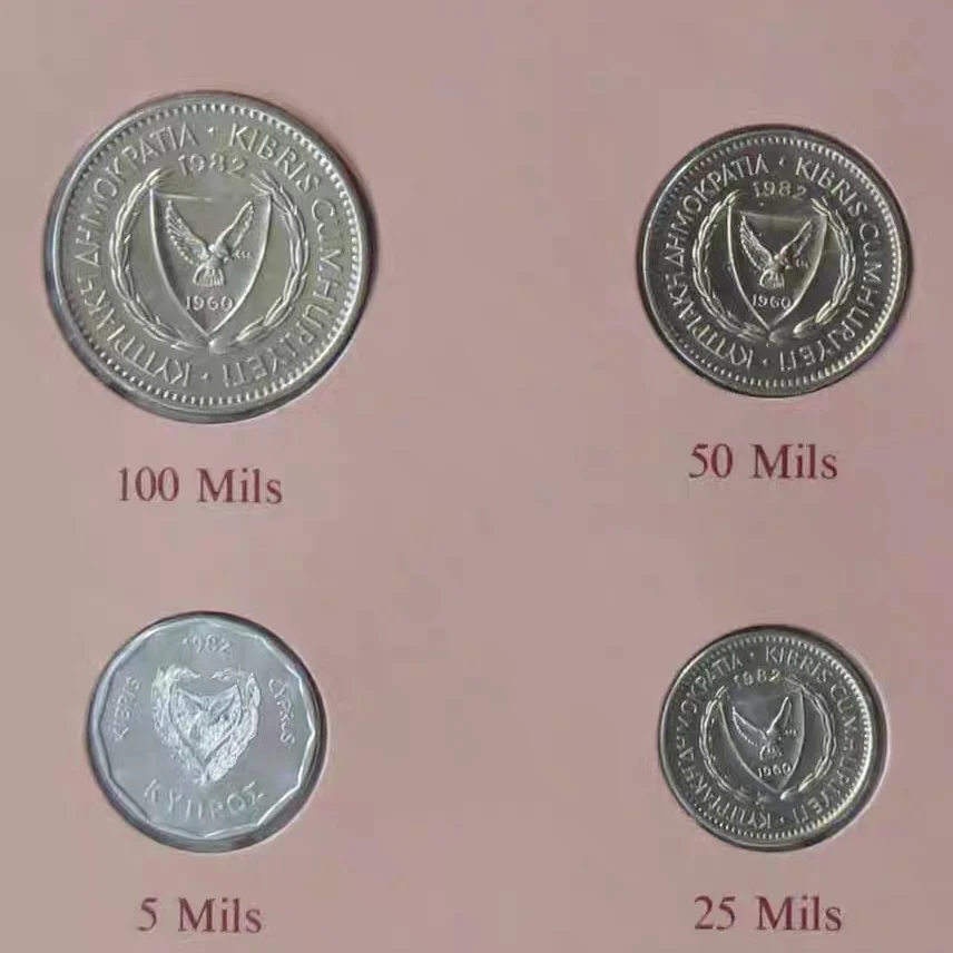

Полный набор из 4 монет на Кипре 1982, новая версия UNC, 100% оригинал