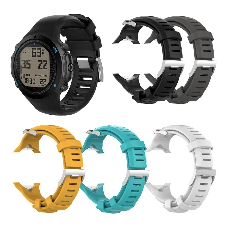 

Silicone Watch Strap Sport Soft Band Diving Rubber Clock Watchbands Wrist Strap Buckle for SUUNTO D6 Dive D6I NOVO D6I ZULU