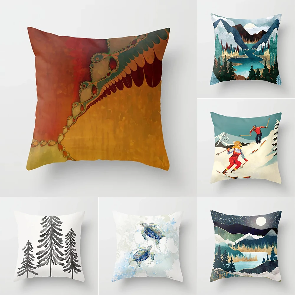 

Home decor cushion cover abstract style printed polyester pillowcase for bedroom living room 45x45cm funda de almohada