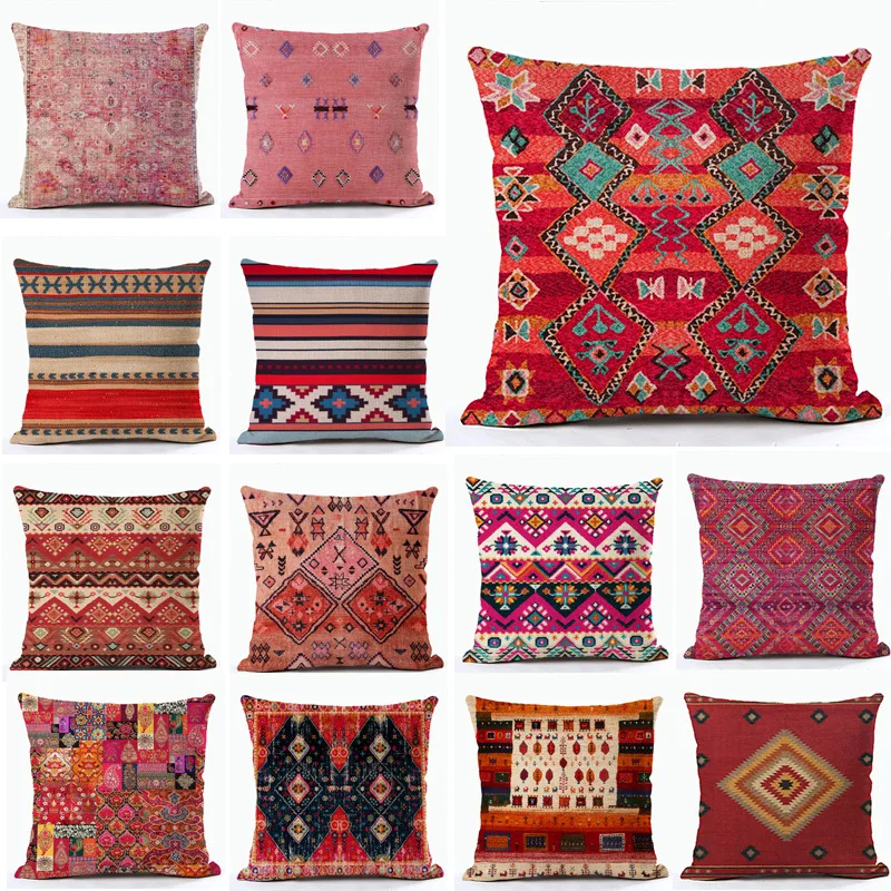 

Square Linen Cushion Cover Pillow Custom Bohemian Turkish Pillow Sofa Pillow Waist Pillow Cover Pillowcase Home Supplies