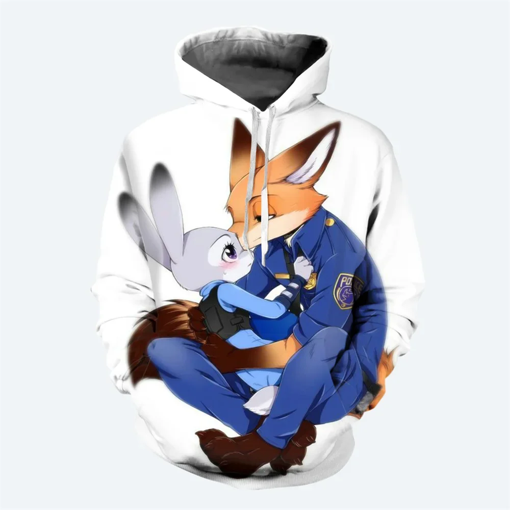 Cartoon Disney Children's Hoodie 3D Printed Crazy Zootopia Pattern Sweatshirt Street Fashion Classic Casual Style Men's