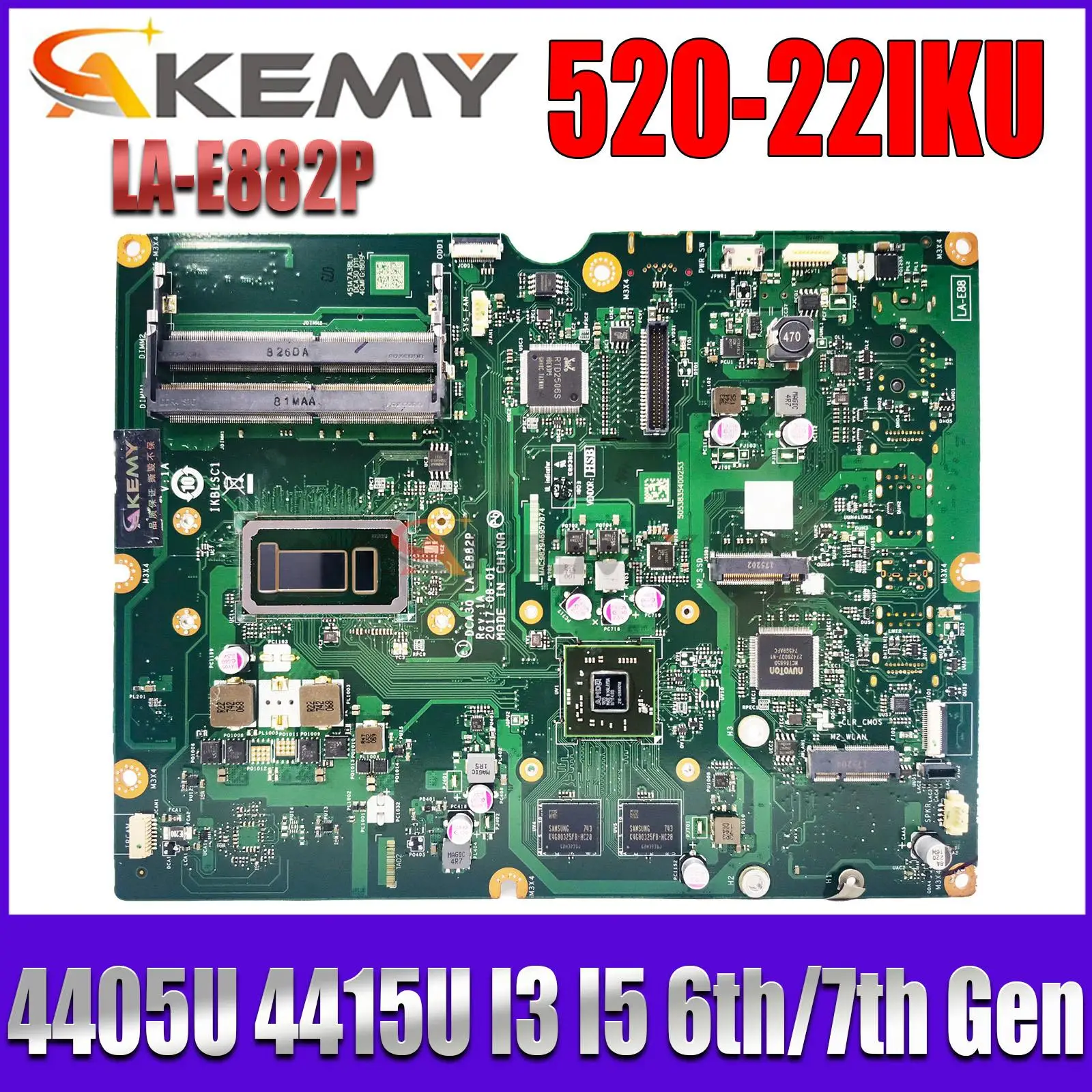 

LA-E882P for Lenovo AIO 520-22IKU 520-24IKU All-in-One motherboard Mainboard with 4405U 4415U I3 I5 CPU DDR4 V2G GPU