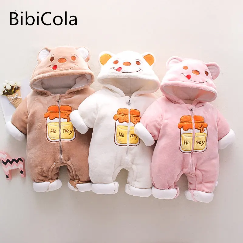 

Новые осенне-зимние детские комбинезоны с милым мультяшным медведем, джемперы для маленьких девочек и мальчиков, детская одежда плотная одежда костюм для младенцев от 3 до 24 месяцев