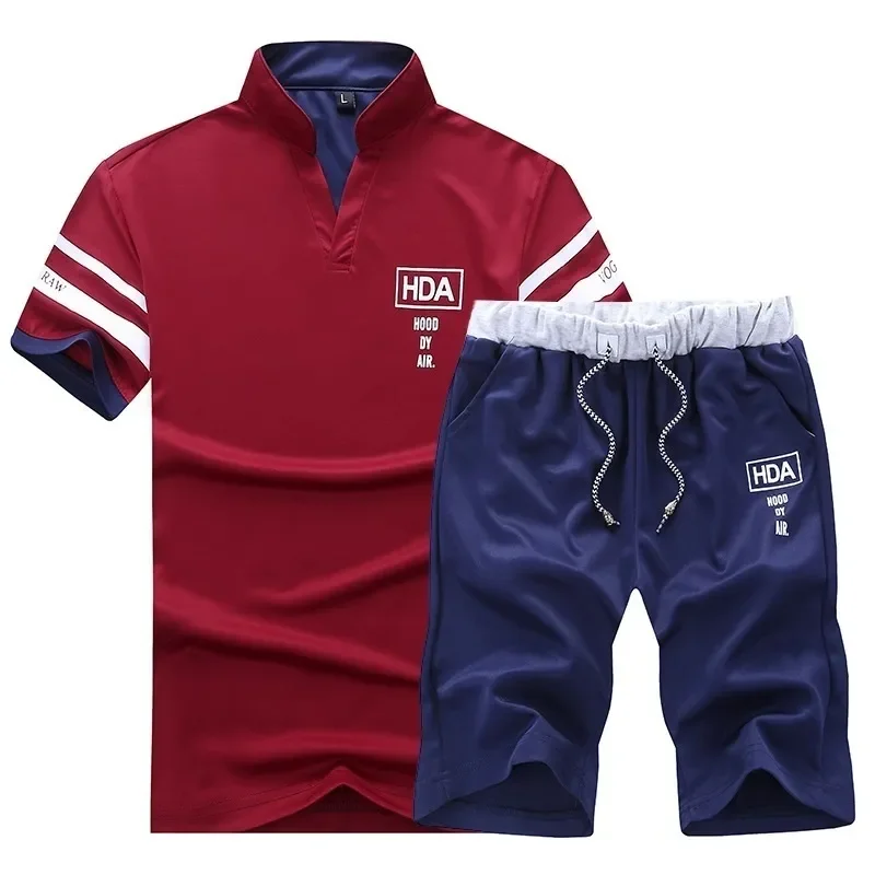 Summer New Men Shorts Sets Short Sleeve T Shirt +Shorts Print Male Tracksuit Set Men's Brand Clothing 2 Pieces Sets