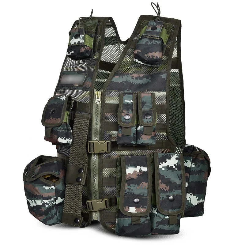 

Новый Камуфляжный сетчатый жилет 600D Tiger Spot с несколькими карманами, тактический облегченный модульный жилет, дышащий армейский веер, внешня...