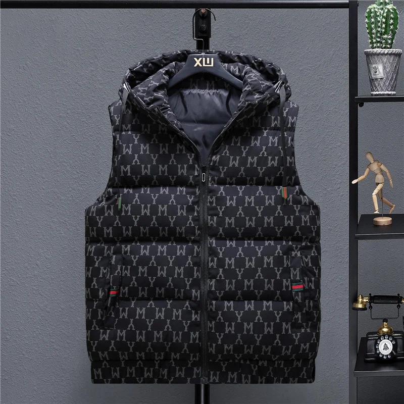 Fashion men's and women's new down jacket, men's jacket, fashionable print, reflective thermal jacket, vest, versatile top