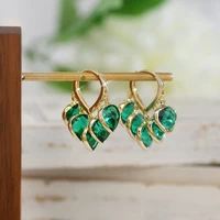 new fashion green crystal hoop earrings for women exquisite korean earrings luxury pendants girl jewelry accessories wholesale