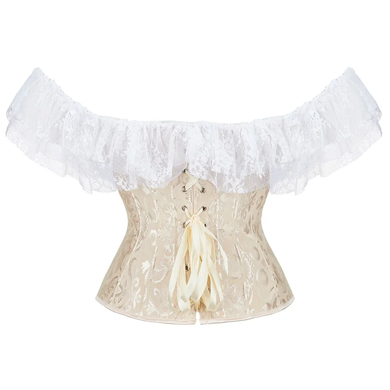 Женский жаккардовый корсет на одно плечо с рукавами