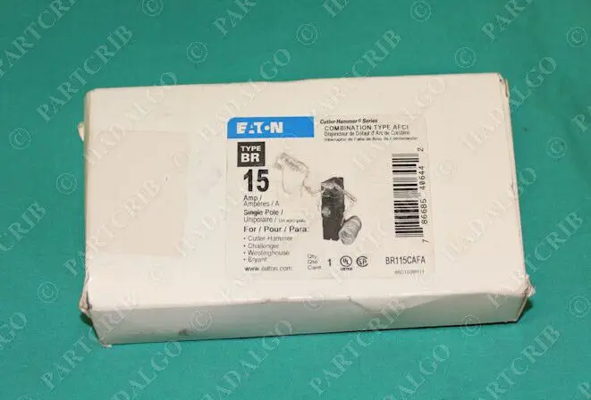 

Eaton, BR115CAFA, Arc Fault Circuit Breaker Combination Type AFCI 15A Type BR
