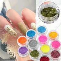 12 colorset laser nail glitter holographic powder sequins charms flake paillette sparkly pigment dust diy nail art decoration