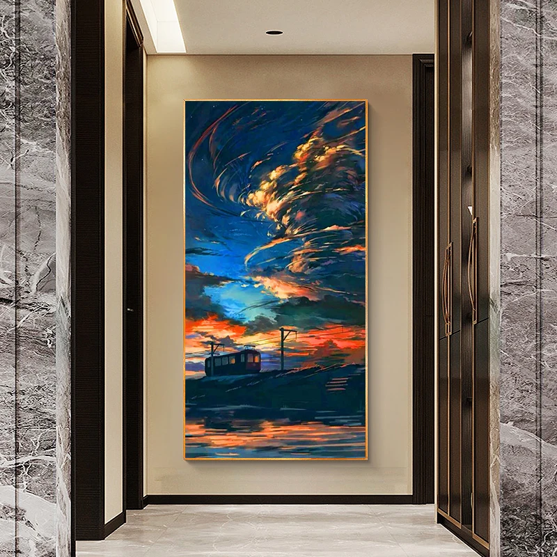 

5D алмазная живопись «закатный поезд», «сделай сам», алмазная вышивка, пейзаж, мозаика, Полная работа, рукоделие, стена, гостиная, спальня, Дек...