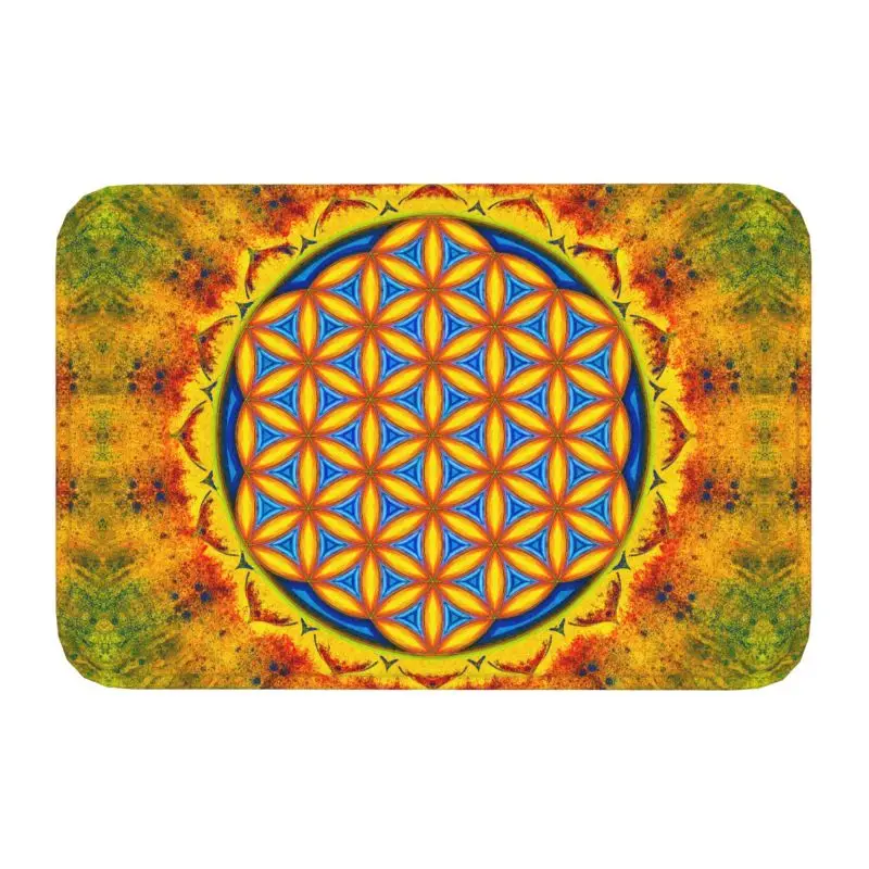 

Коврик с изображением цветов жизни, противоскользящий кухонный коврик для ванной, мандала, священный геометрический садовый пол для двери, ...