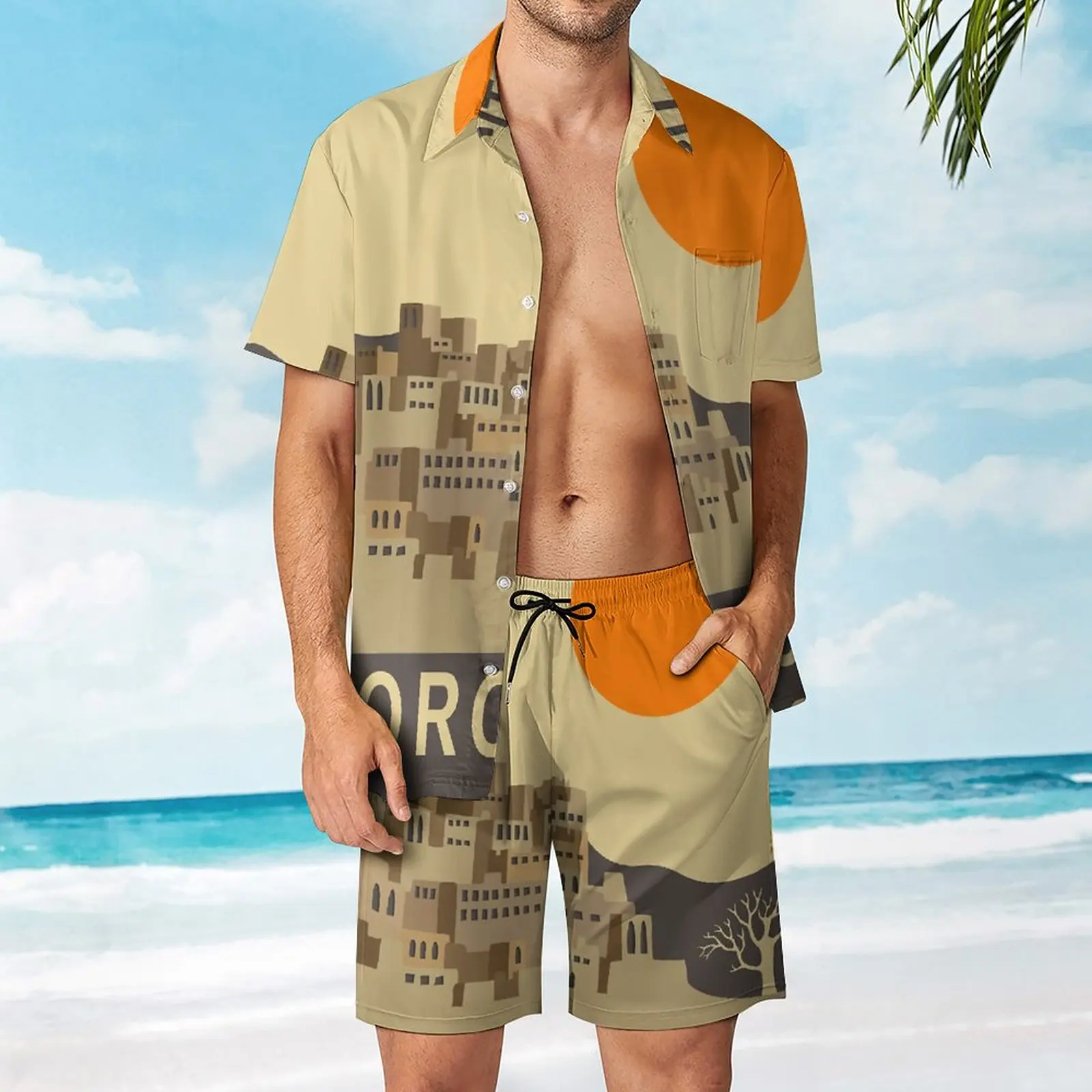 

Morocco Photographic Print Men's Beach Suit Graphic 2 Pieces Suit High Quality Shopping Eur Size