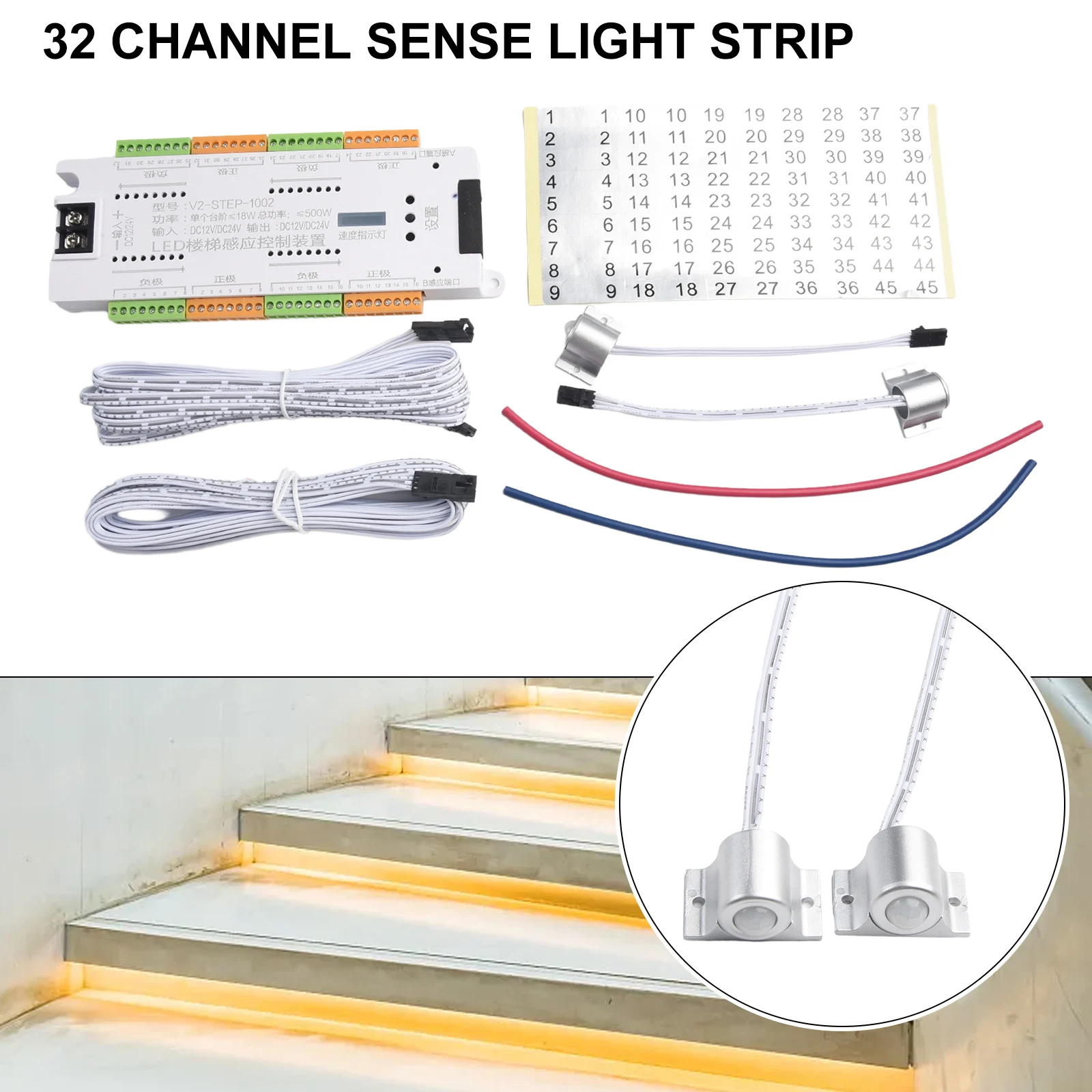 

Stair Sensor Remote Control 32 Channel Accessory Automatic DC12-24V Ladder Controller Light Step System Motion Sensors