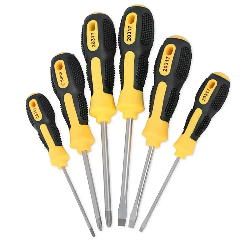

6pcs Anti-slip Phillips/Straight Head Manual Screwdriver Repair Maintenance Tool Compliance with Human Mechanics Design