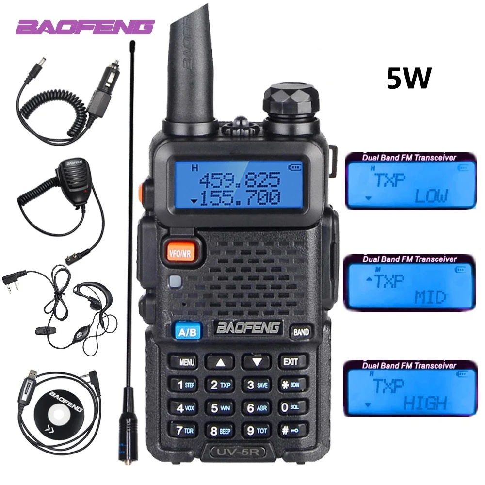 Baofeng UV 5R Profession Wireless Two Way Radio VHF/UHF Dual Band Amateur Portable Outdoor Handheld Walkie Talkie CB Radios