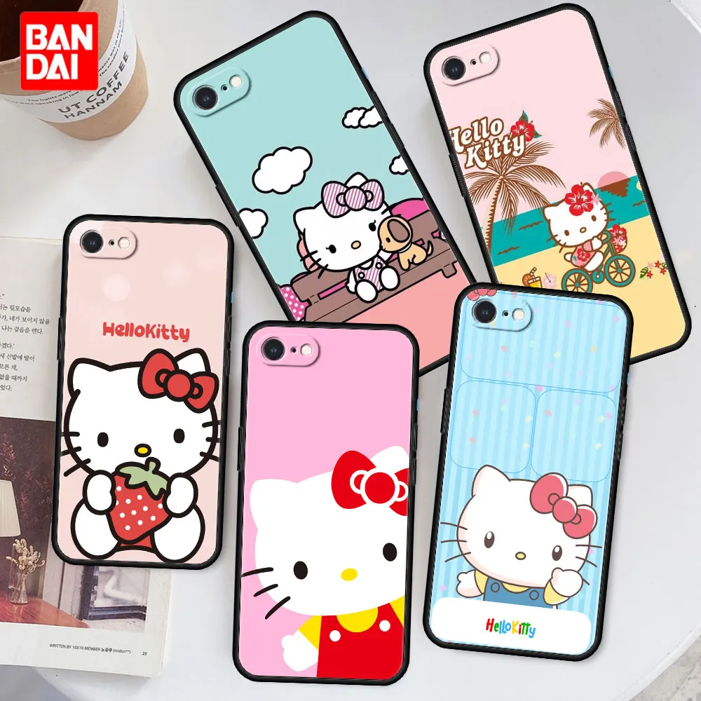 

Hello Kitty Wallpaper Case for iPhone 6 6s 7 8 X XR XS XS Max SE 2020 Plus 6plus 7plus 8plus Bag Funda Silicone Capa Black Cover