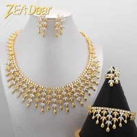 zeadear fashion african dubai gold jewelry nigerian necklace bangle ring earrings women italian bridal accessories jewelry set