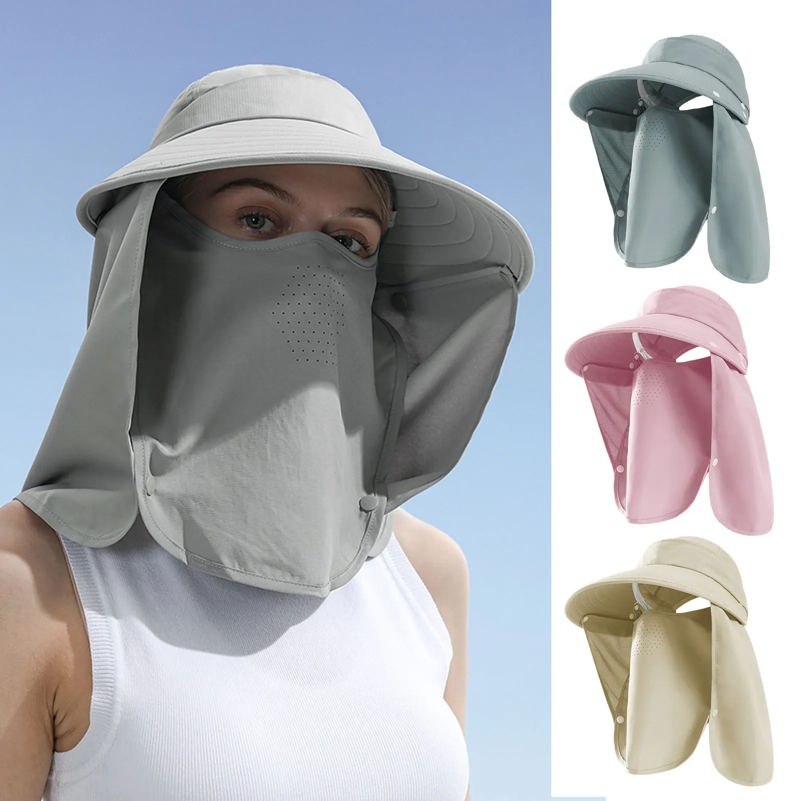 

Fishing Hat With Neck Flap Cover Waterproof Wide Brim Bucket Hat UV Protection Hat For Fishing Hiking Garden Beach Outdoor Hats