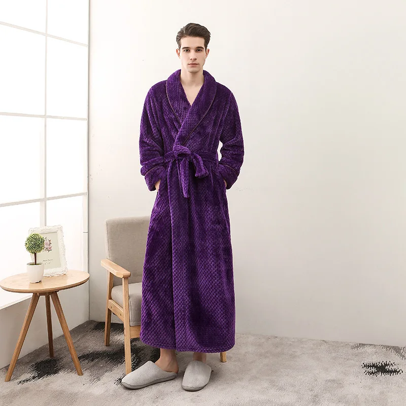 Warm Women's Bathrobe Fleece Winter Long Robe Solid Turn Down Collar Fluffy Ladies Dressing Gown With Sashes Robe For Female