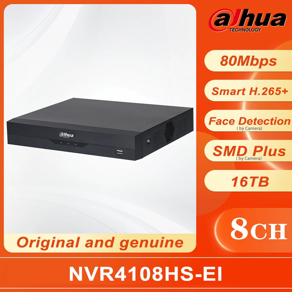 Компактный сетевой видеорегистратор Dahua 8CH 1U с 1 жестким диском WizSense NVR4108HS-EI