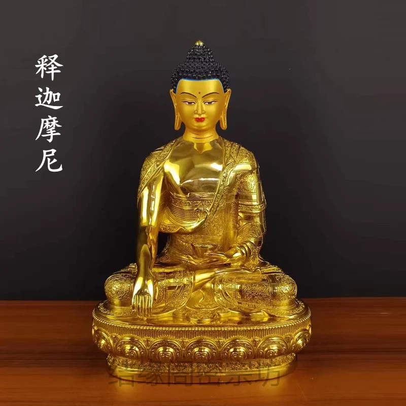 Статуя Будды Шакьямуни орнамент из чистой меди полностью позолоченная тибетская