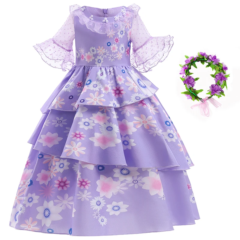 Disney Encanto Isabella Jasmine Princess Dress Anna Elsa Gown for Girls Cosplay Costumes Carnival Fancy Clothes Vestidos Party