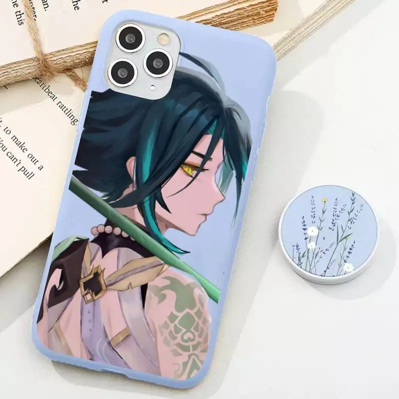 

Genshin Impact xiao Phone Case for iPhone 11 12 13 Mini Pro Xs Max 8 7 6 6S Plus X XR Solid Candy Color Case