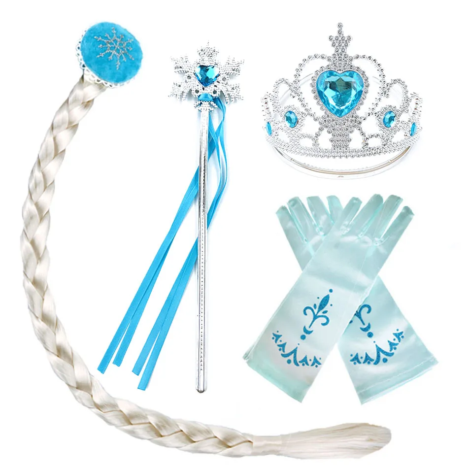 Little Girl Princess Party Accessories Elsa Gloves Anna Wig Braid Moana Jasmine Rapunzel Belle Cinderella Hairpiece Unicorn Wing | Детская