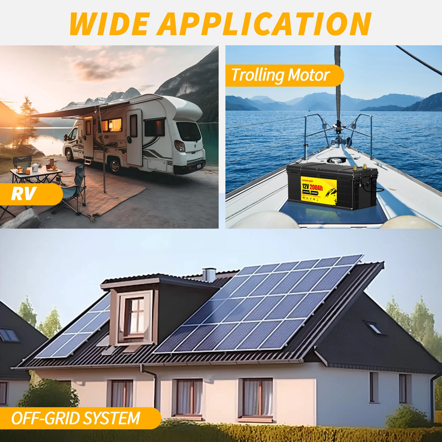 Литиевая батарея PLUS LiFePO4 12 В 200 Ач встроенная А BMS 6000 + глубоких циклов макс. 2560 Втч