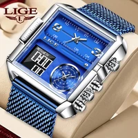 lige square digital watch men top brand luxury men quartz wristwatches casual sports chronograph clock male relogios masculino
