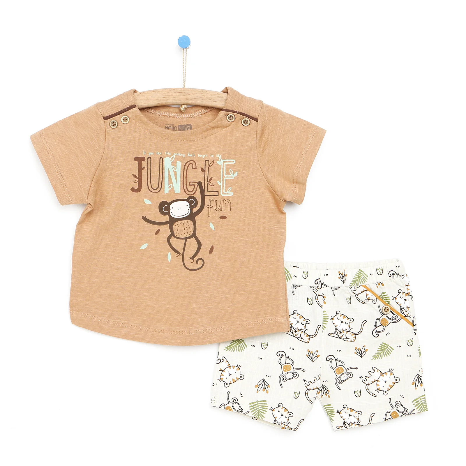 

Футболка с пуговицами и принтом и шорты ebebek Hellobaby Little Tiger Baby Boy