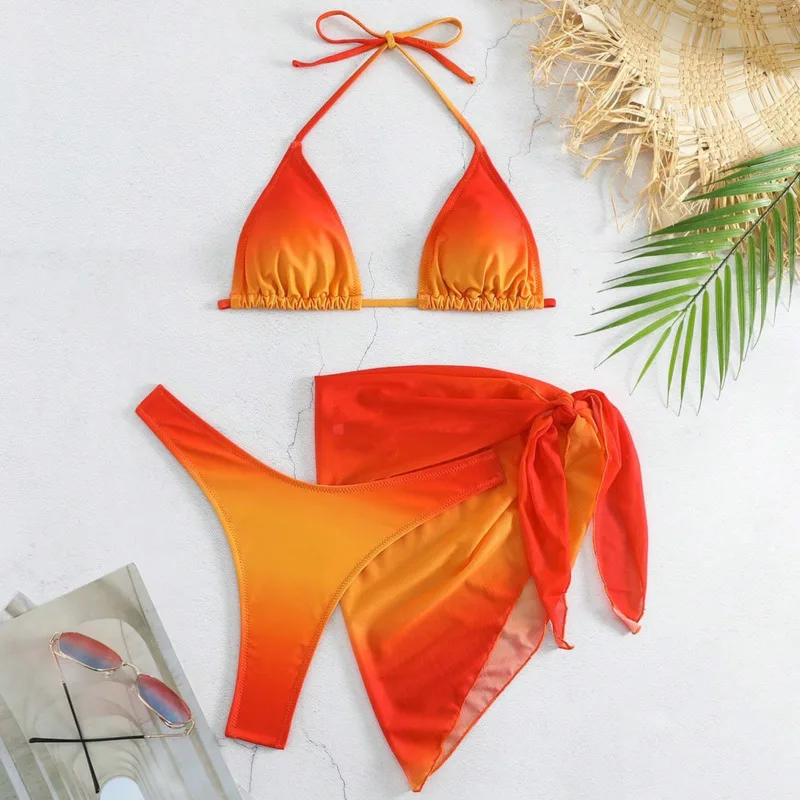 Сексуальные бикини с градиентом женские купальники женский купальник из трех