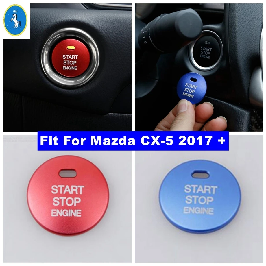 

Accessories Engine Start Stop Ring Keyless Start System Button Decor Cover Trim Fit For Mazda CX-5 CX5 2017 - 2022 Red / Blue