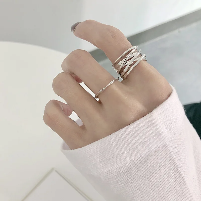 

FMILY Minimalist Line Winding Ring 925 Sterling Silver Fashion Retro Wild Creative Hip-hop Punk Jewelry for Girlfriend Gift