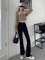 feynzz high waisted stretch tail flared jeans womens autumn and winter slim straight tube lengthened drape floor mopping pants