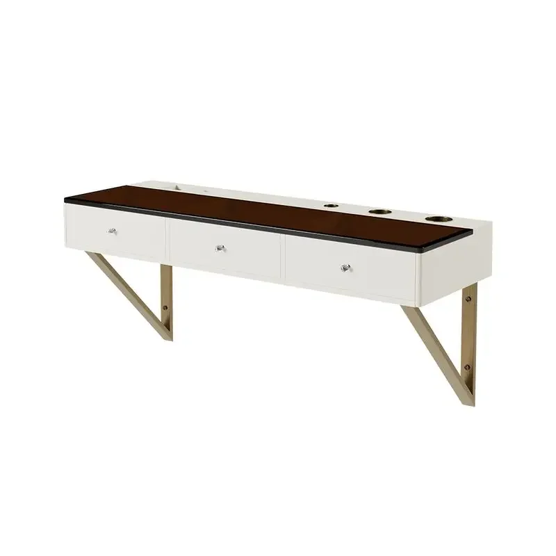 Современная плавающая настенная Косметическая станция из закаленного стекла