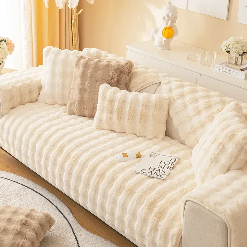 

Зимняя утолщенная противоскользящая искусственная Подушка, Роскошный чехол для дивана, новый тканевый чехол, плюшевая подушка для дивана в виде кролика на осень и зиму