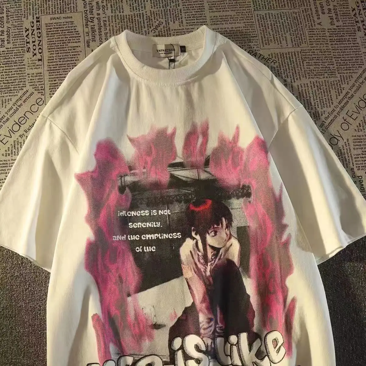 

Футболка Goth в стиле панк/японская с графическим принтом, уличная одежда, свободная футболка в стиле хип-хоп, топ в американском ретро стиле Х...