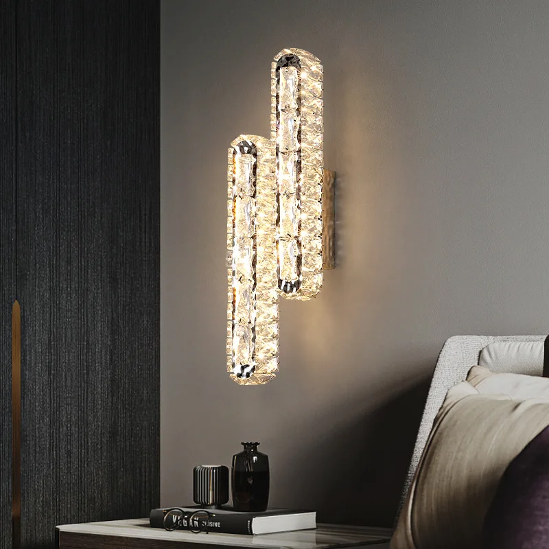 Light Luxury Crystal Wall Lamp Modern Minimalist Oval Living Room Decoration Bedroom Led Indoor Lighting For Home