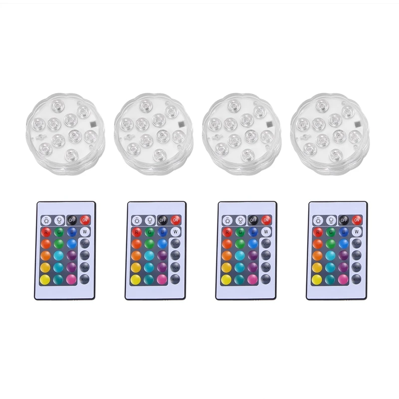 

Submersible LED Lights, 10 RGB Leds, 16 Colors Waterproof Underwater Lights, Battery Powered With IR Remote Controller For Aquar