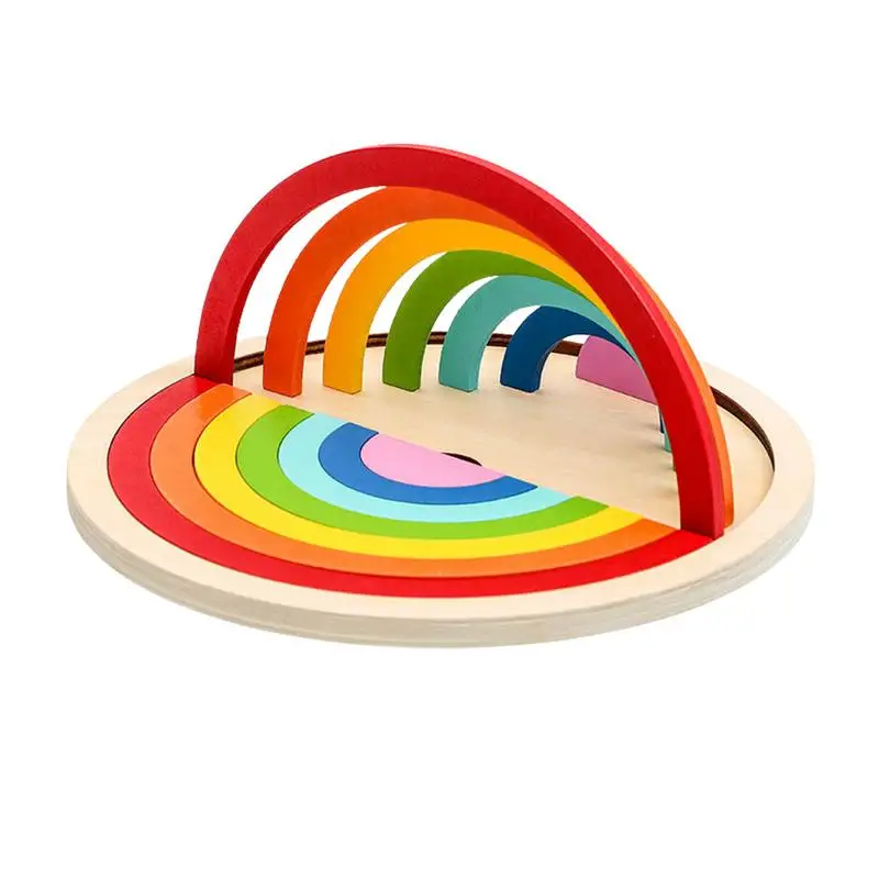 

Wooden Rainbow Stacking Toy Montessori Rainbow Tunnel Stacking Puzzle Montessori Educational Puzzle Toys Gifts For Baby Toddler