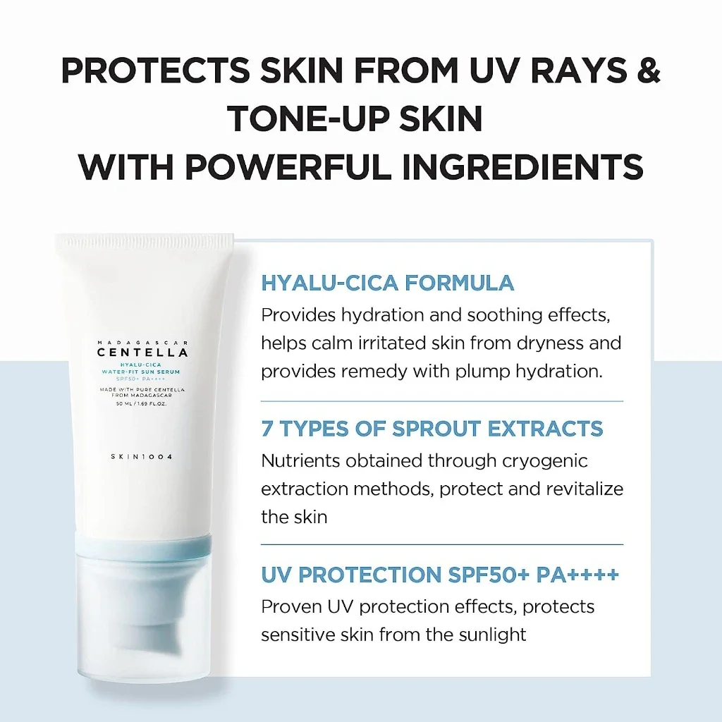 SKIN1004 Hyalu-CICA Sérum Solar Water-fit PA + (50 мл/100 мл/Pacote Duplo)