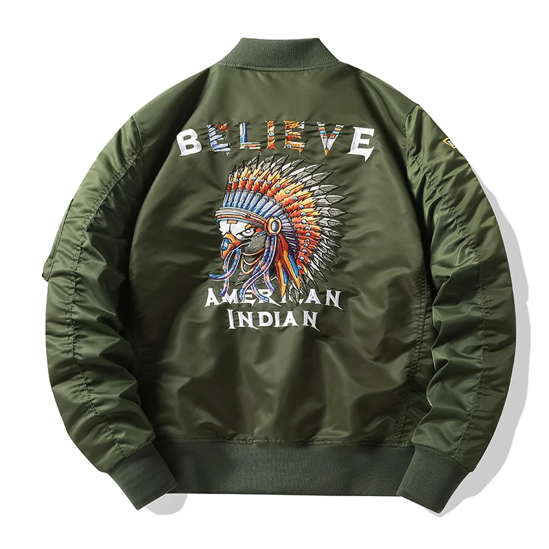 

Man Fashion Jacket Streetwear Military Jacket Man Clothing Outerwear Colorful Indians Embroidery Casual Bomber Jackets and Coats