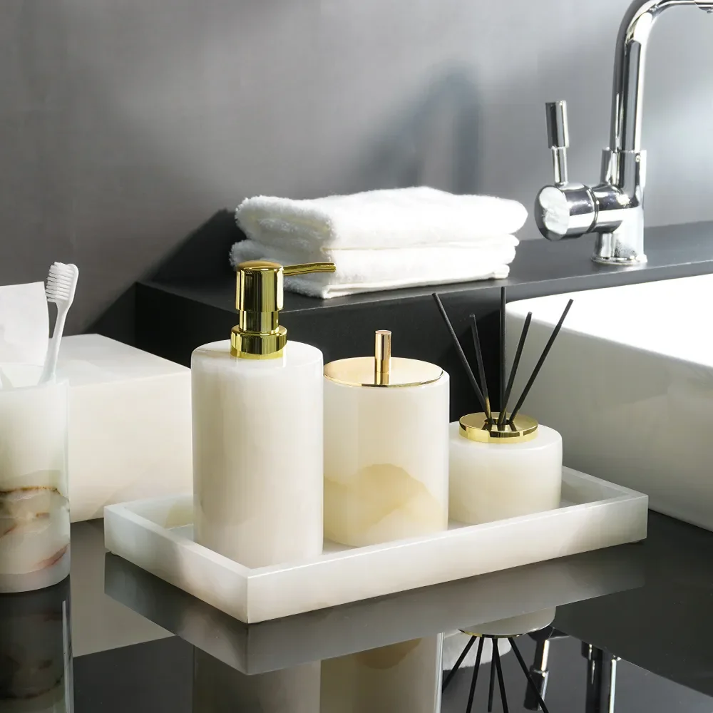 

Holder Tissue Soap Marble White Soap Natural Luxury Box Dispenser Onyx Toothbrush Accessories Dish Set Bathroom Bathroom