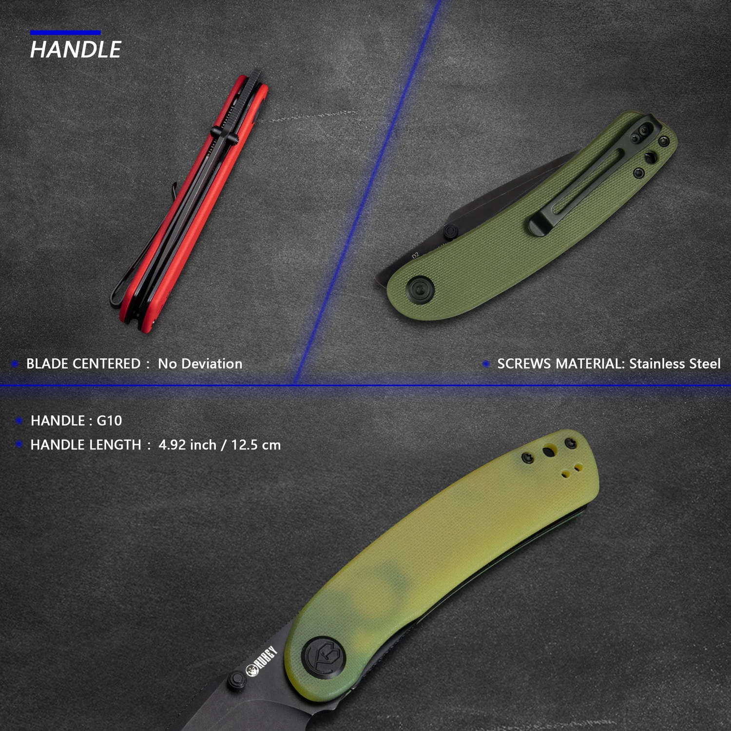 Складной нож Kubey Impulse KU344 Ручка G10 с зажимом для глубокой переноски тактической